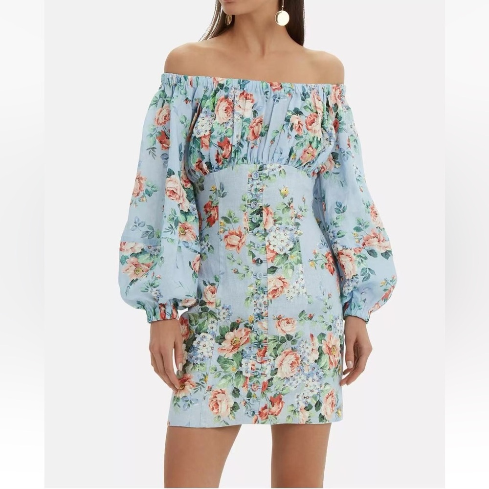NWT Zimmermann Bowie Off Shoulder Mini Dress